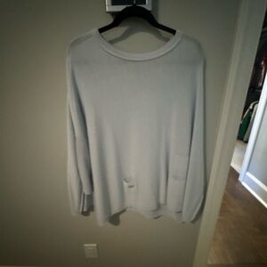 Elegant Women's Light Blue  Crew Neck Sweater